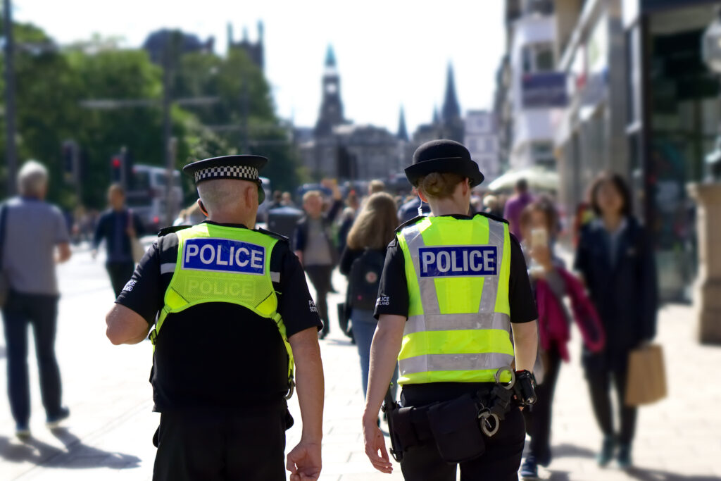 Police officer on duty on Princes Street
