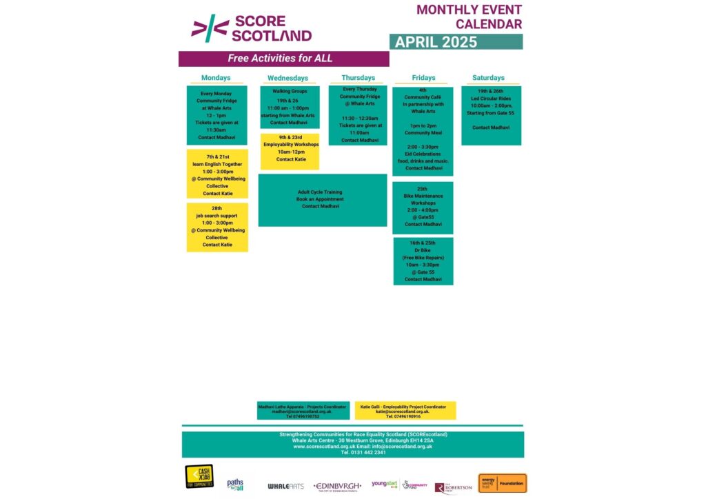 April 2025 Activities Calendar for all