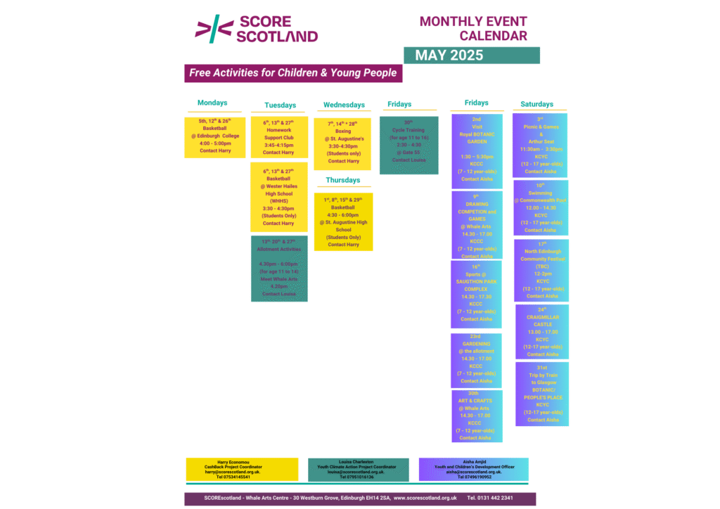 may 2025 Activities Calendar Children