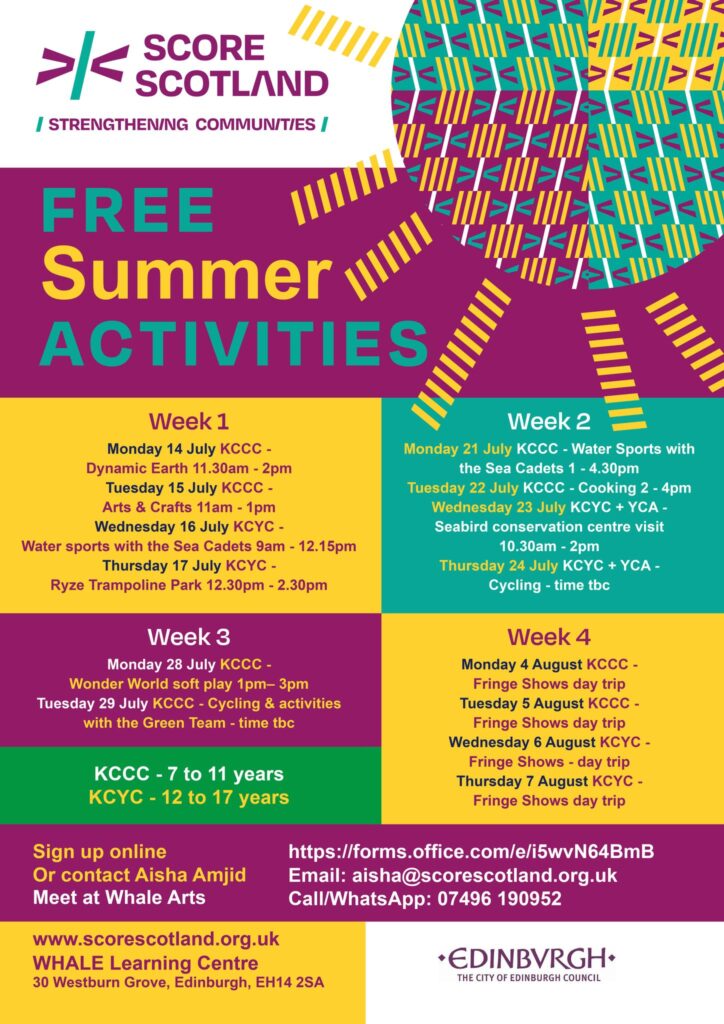 Summer Programme Activities fro young people flyer