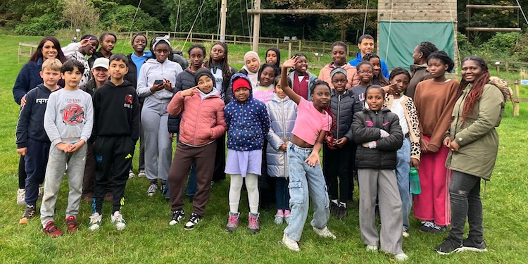 gruop of young people at Bonaly camp with SCOREscotland