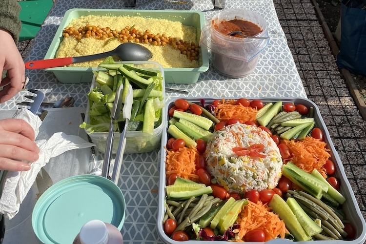 freshly cooked vegetarian food at Community meal